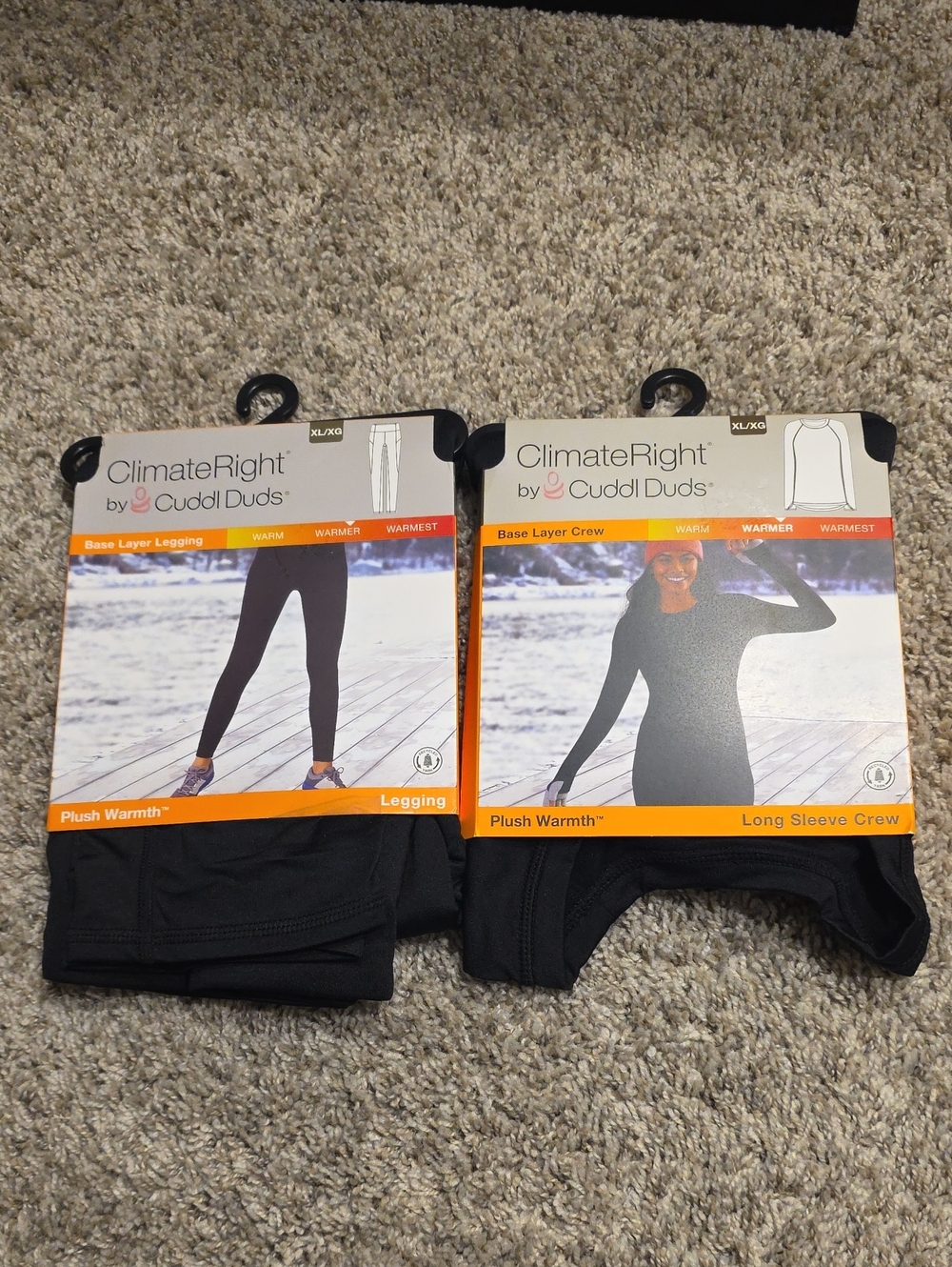 Cuddl Duds Women's Black Base Layer Legging & Long Sleeve Crew Set